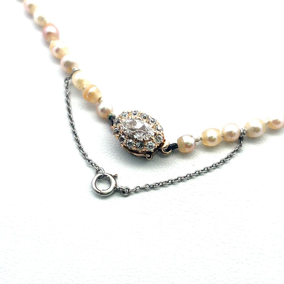 3,3-7,6 MM Perle 0,74 Karat Diamant 18K Gelbgold Beed Halskette im Angebot 6