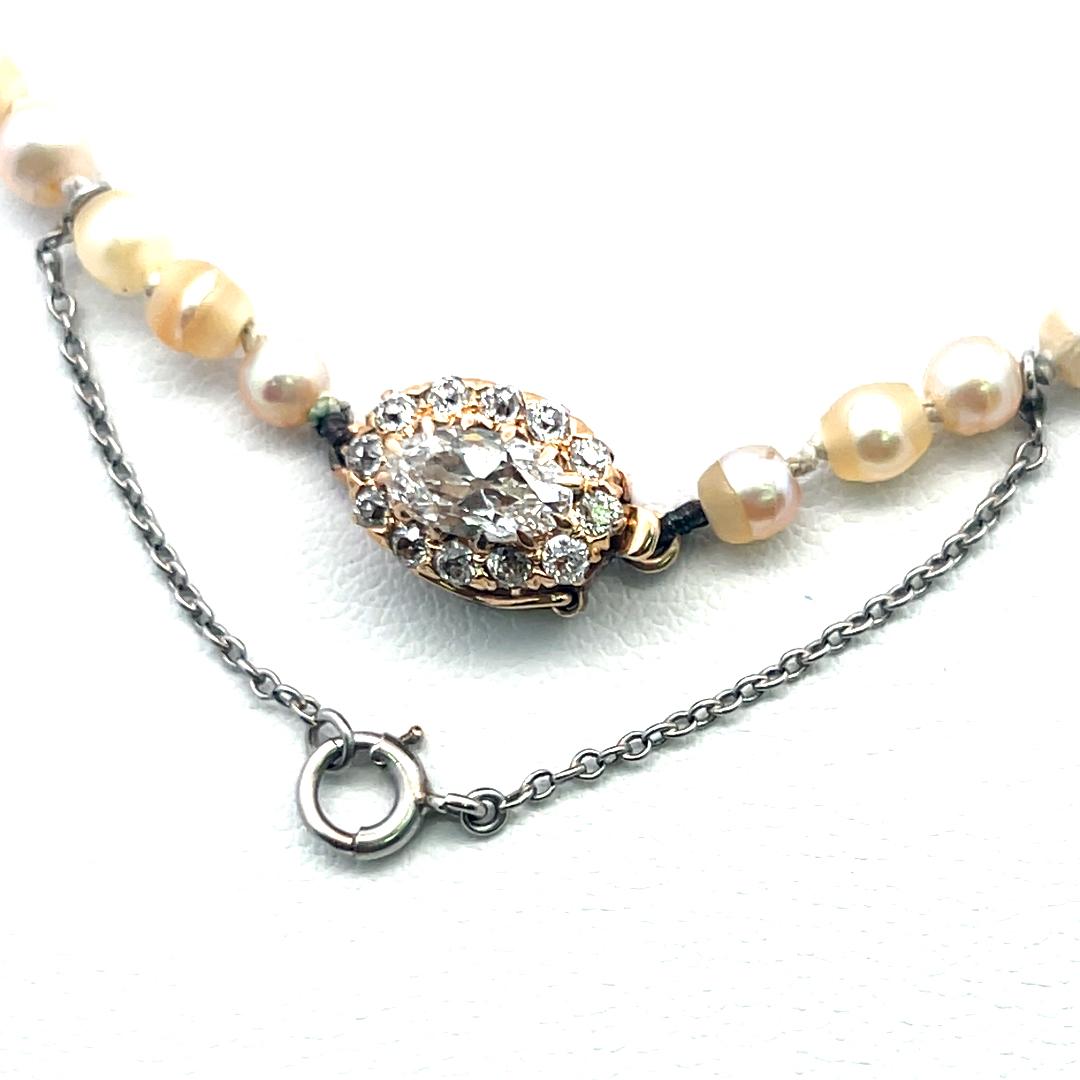 3,3-7,6 MM Perle 0,74 Karat Diamant 18K Gelbgold Beed Halskette im Angebot 7