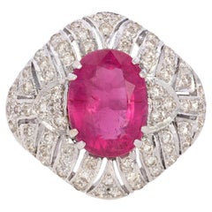3.3 Carat 1920s Art Deco Diamond and Rubelite Ring