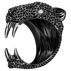 3, 3 Carat Black Diamonds 18 Karat Black Gold "Panther" Ring by D&A