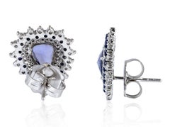 3.3 Carat Blue Sapphire Diamond 18 Karat Stud Earrings