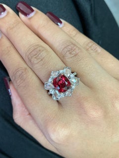 Sunita Nahata Red Spinel 3.30ct. Fancy Ring in 18KWYG with Diamond.