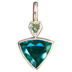 3.3 Carat Colombian Muzo Emerald and Fancy Yellow Diamond Pendant