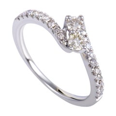 .33 Carat Curved 14 Karat White Gold Diamond Engagement Ring