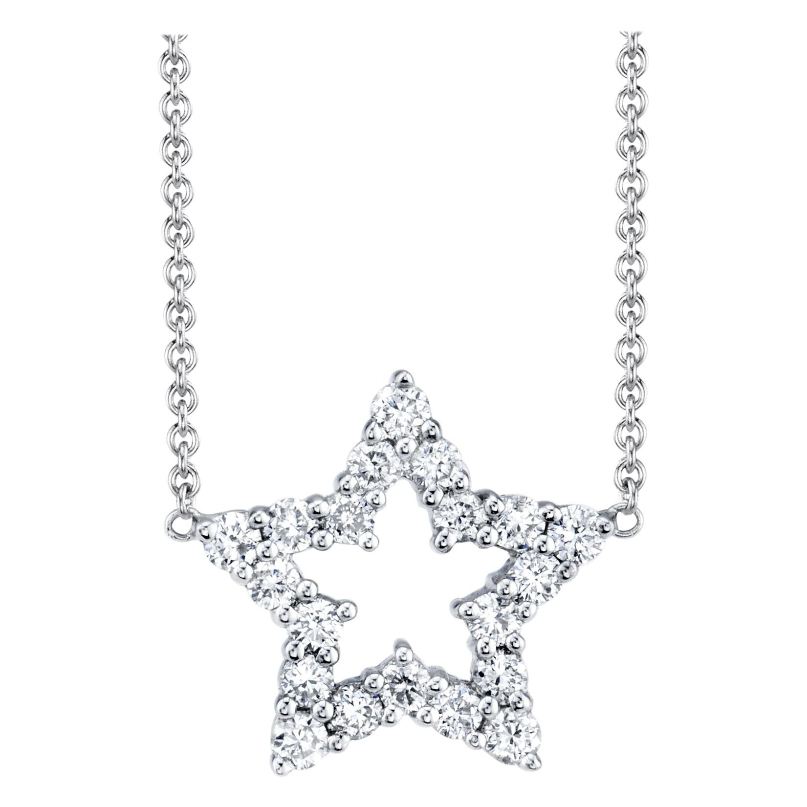.33 ct. t.w. Diamond and 18k White Gold Open "Star" Pendant Necklace with Chain
