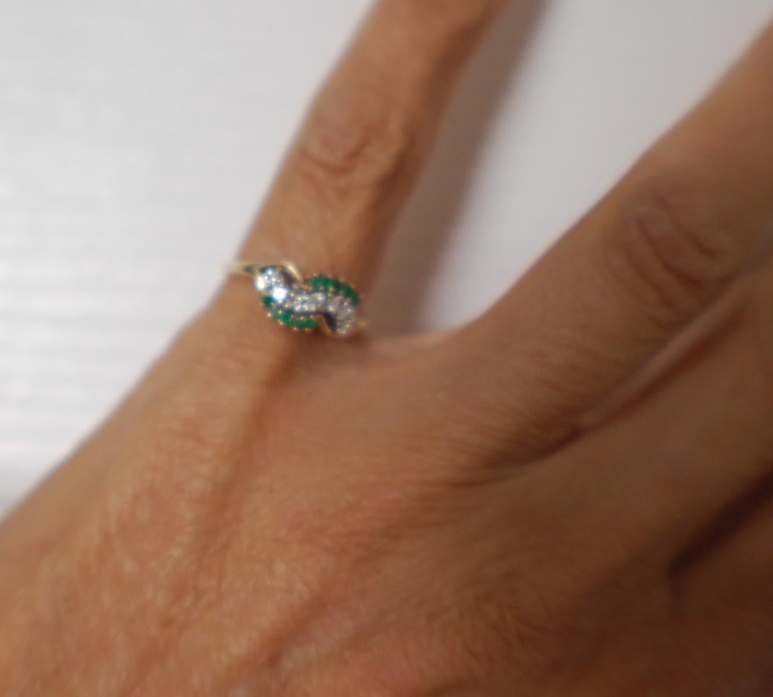 Retro .33 Carat Emerald and Diamond Cluster Ring