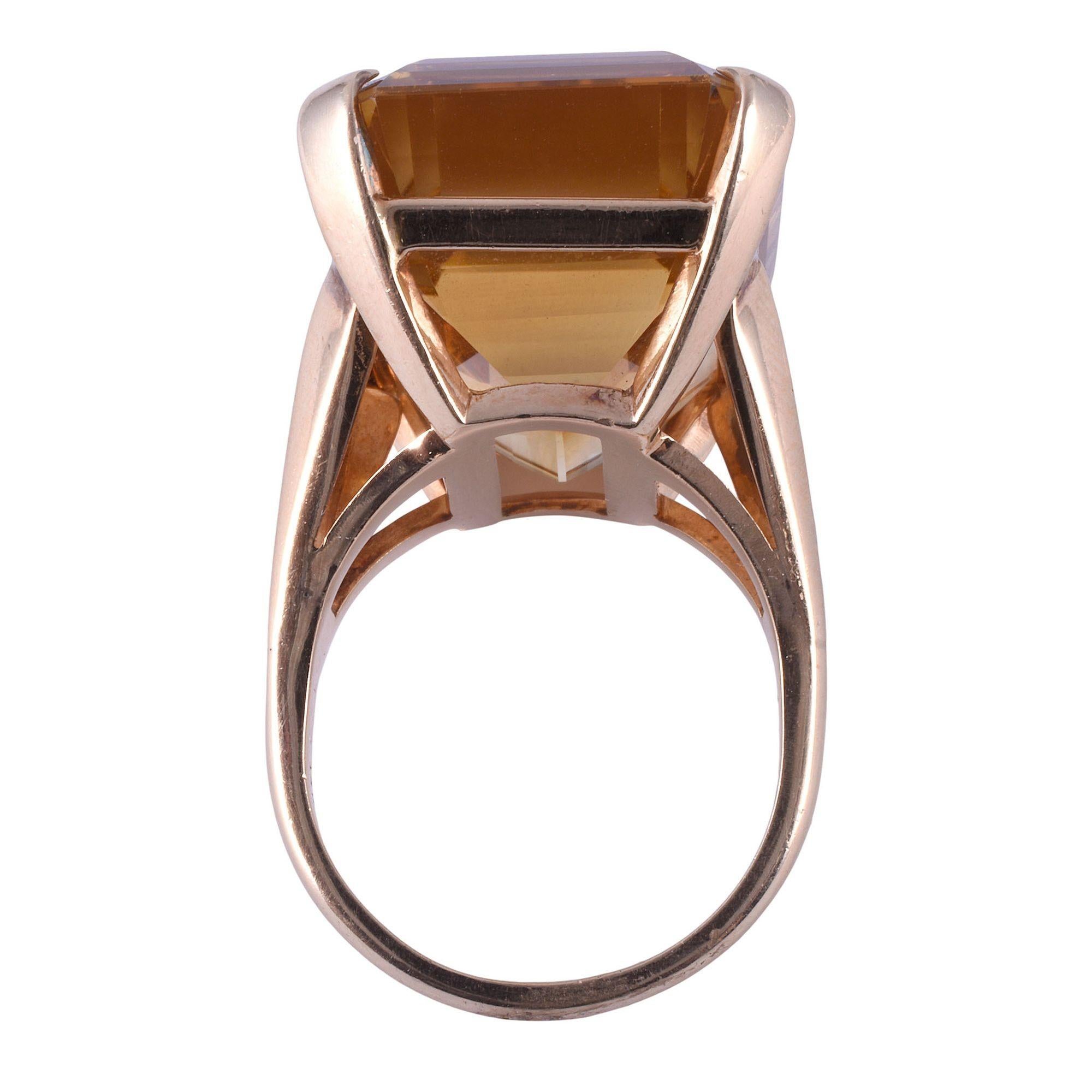33 Carat Natural Untreated Citrine 14K Gold Ring For Sale 3