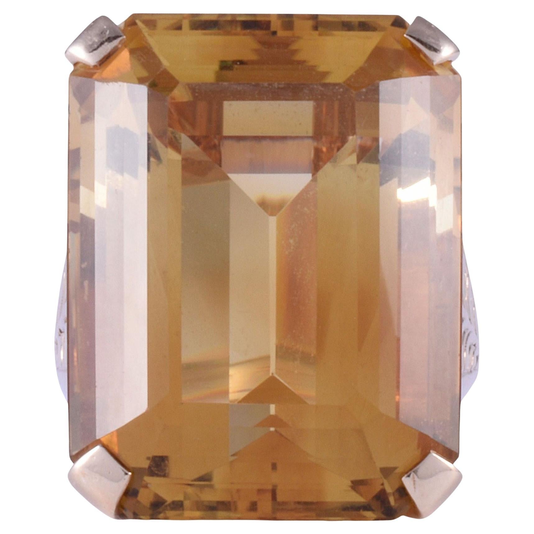 33 Carat Natural Untreated Citrine 14K Gold Ring For Sale