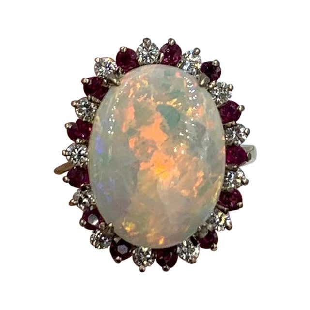 Carved Ruby Diamond Opal Sea Shell Ring at 1stDibs | carved shell ring