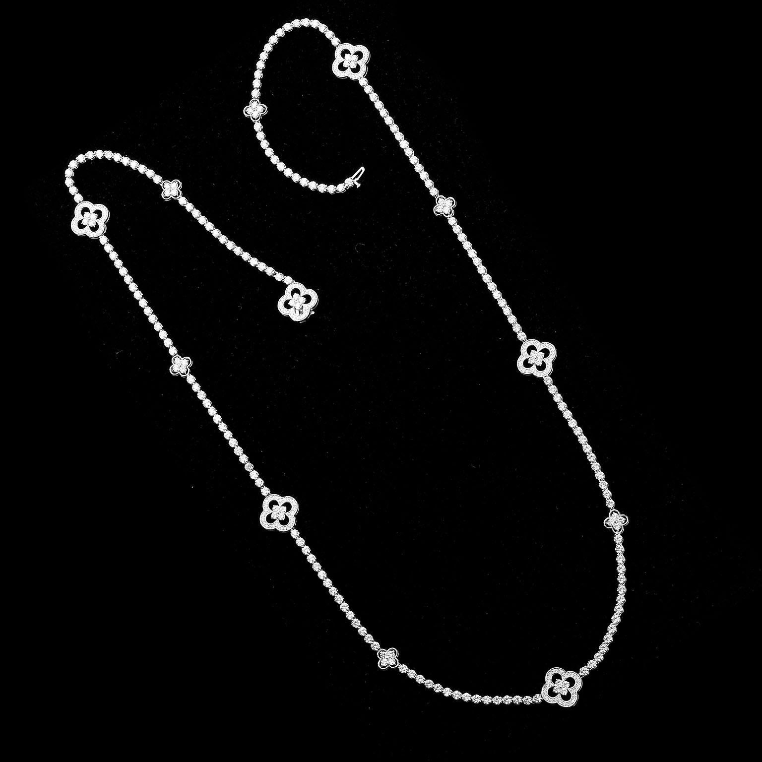 Round Cut 33 Carat Opera Rope Diamond Necklace