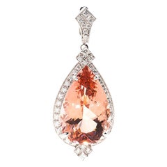 33 Carat Pear Morganite and 2.40 Carat Diamond 18 Carat Gold Enhancer Pendant