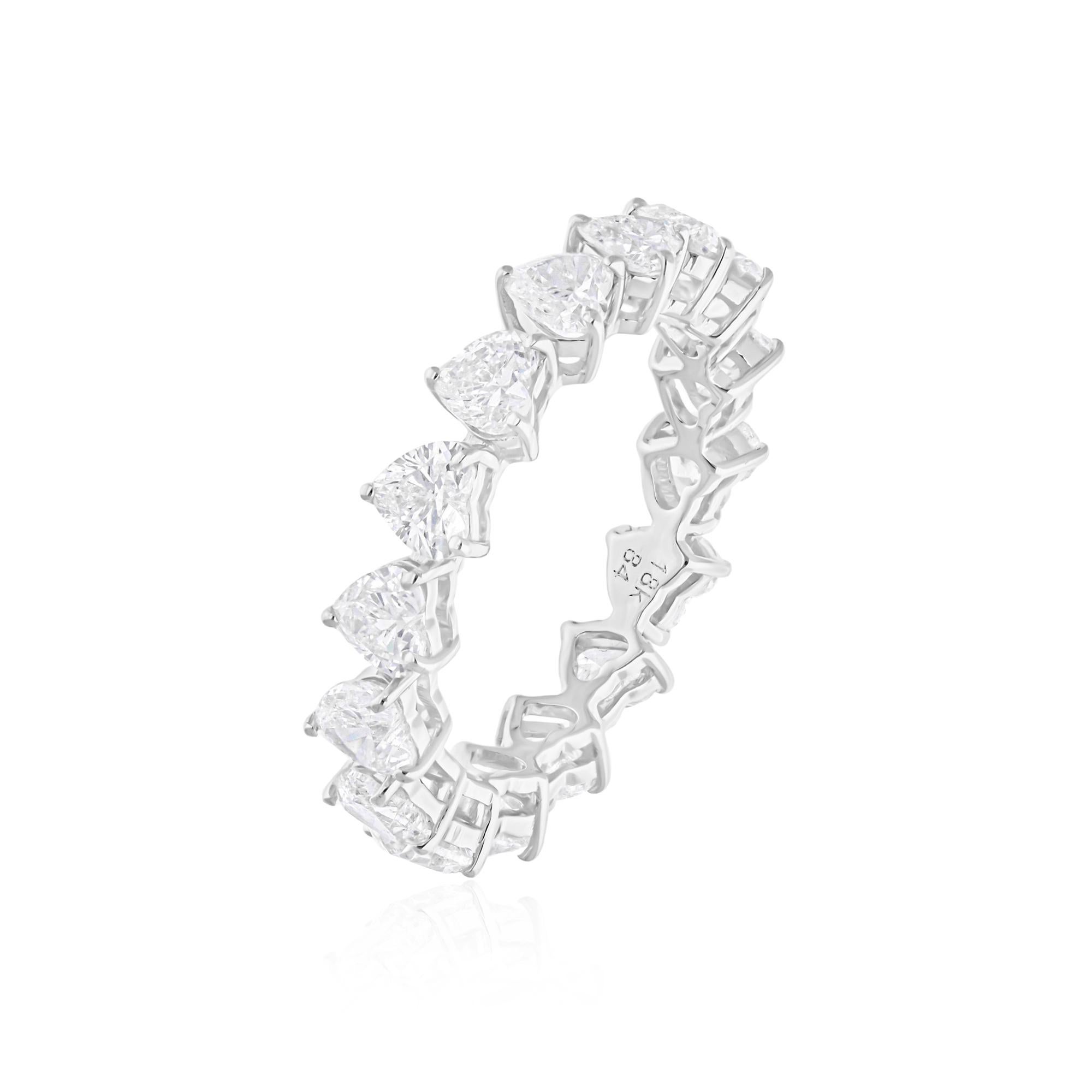 Heart Cut 3.3 Carat SI/H Heart Brilliant Cut Diamond Band Ring 18 Karat White Gold Jewelry For Sale