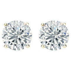 .33 Carat Total Diamond Four Prong Stud Earrings in 14k Yellow Gold