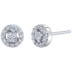 .33 Carat Total Diamond and 18k White Gold Stud Earrings