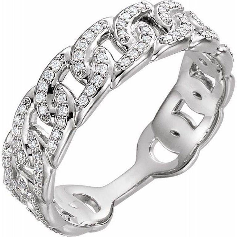 Customizable .33 Ct Diamond Stackable Chain Link Ring, Choose White or