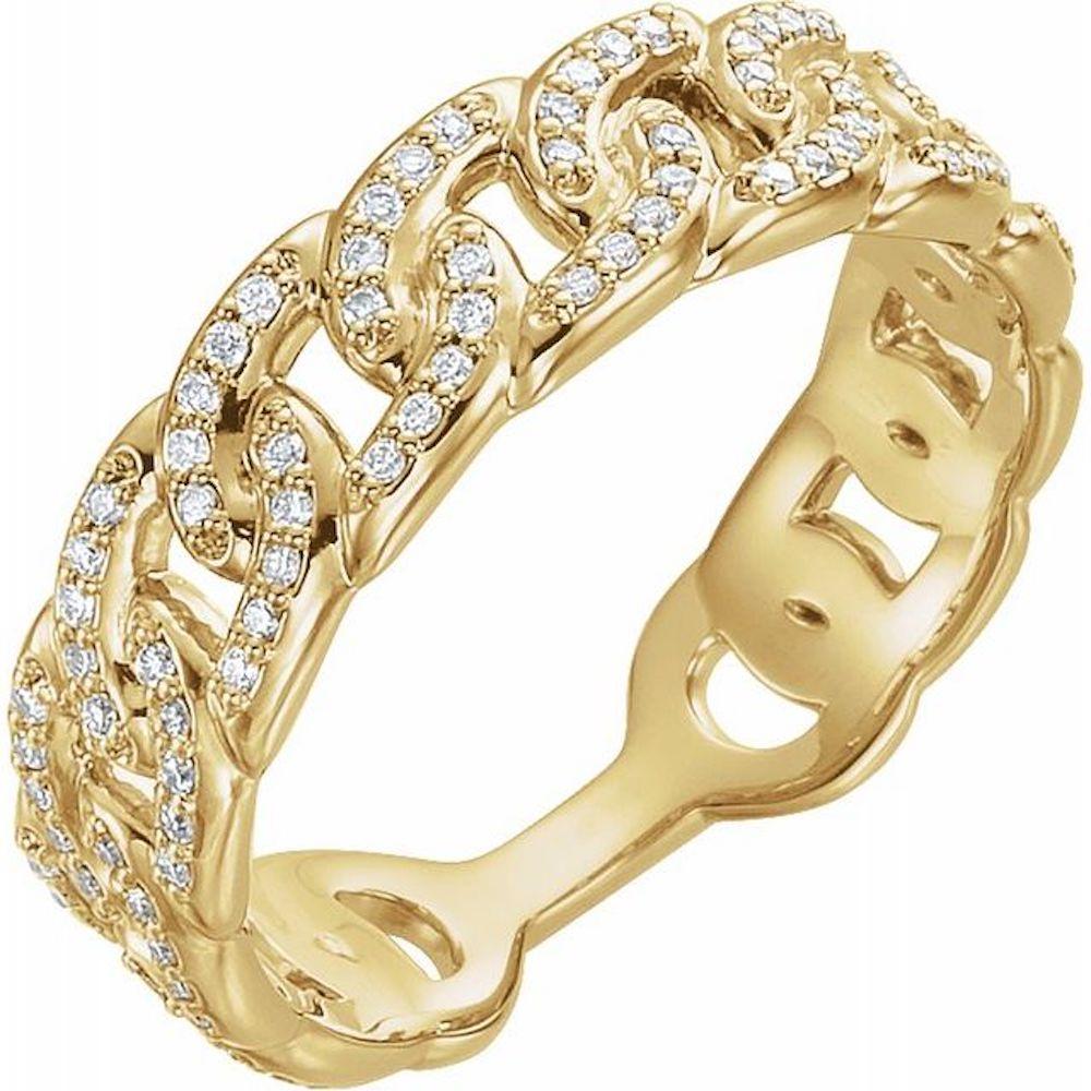 For Sale:  .33 Ct Diamond Stackable Chain Link Ring, Choose White or Pink or Yellow Gold 5