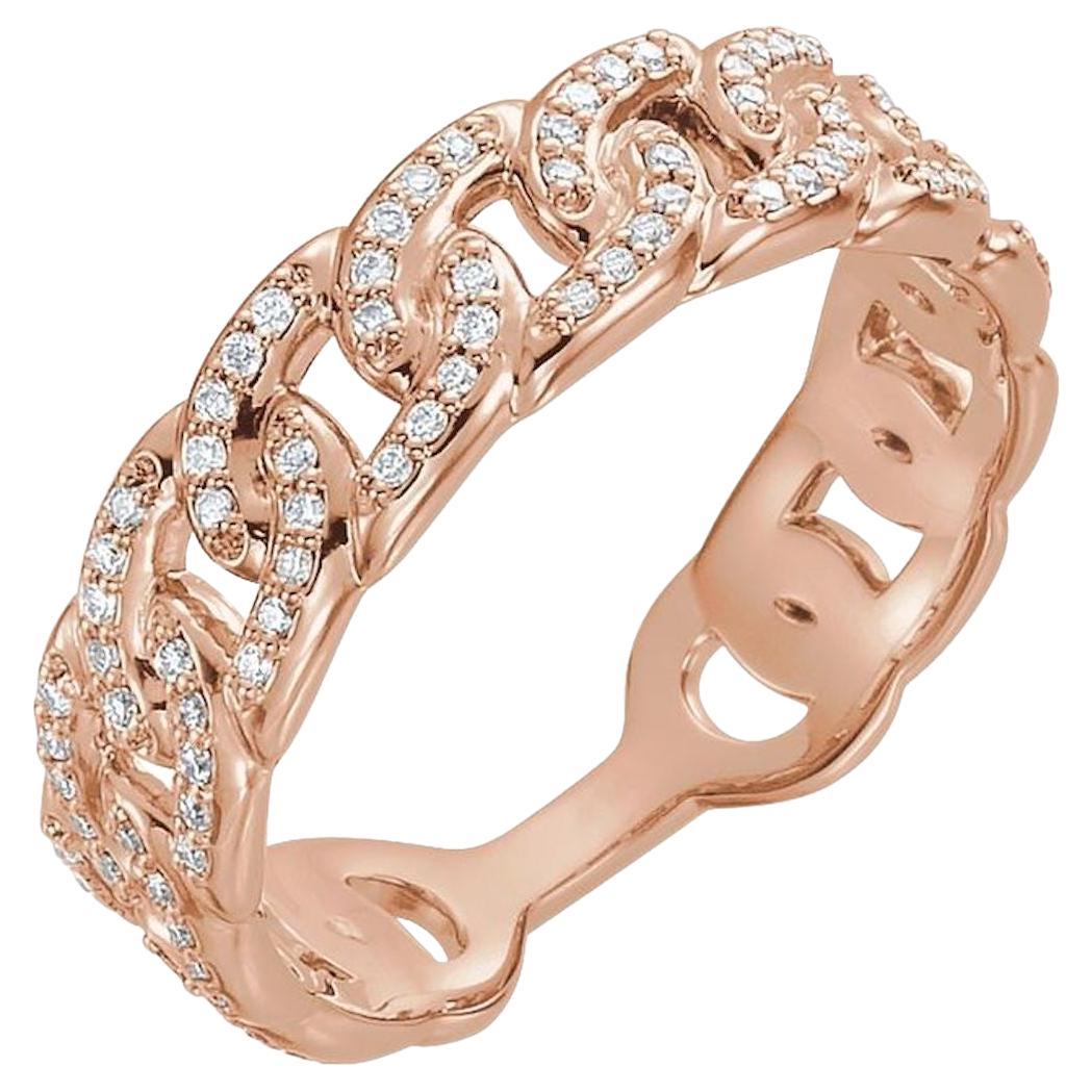 For Sale:  .33 Ct Diamond Stackable Chain Link Ring, Choose White or Pink or Yellow Gold