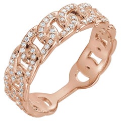 .33 Ct Diamond Stackable Chain Link Ring, Choose White or Pink or Yellow Gold