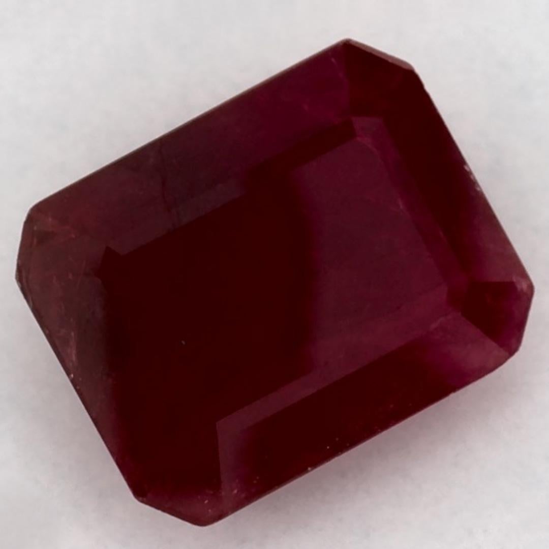 3.30 Ct Ruby Octagon Cut Loose Gemstone In New Condition For Sale In Fort Lee, NJ