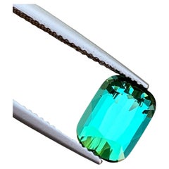 3.3 Cts Bluish Green Tourmaline Step Cushion Cut Gemstone for Jewellery 10 mm