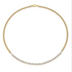 4.08ct 33-Diamond 14K Yellow Gold Cuban Link Necklace