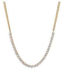 4.08ct 33-Diamond 14K Yellow Gold Cuban Link Necklace