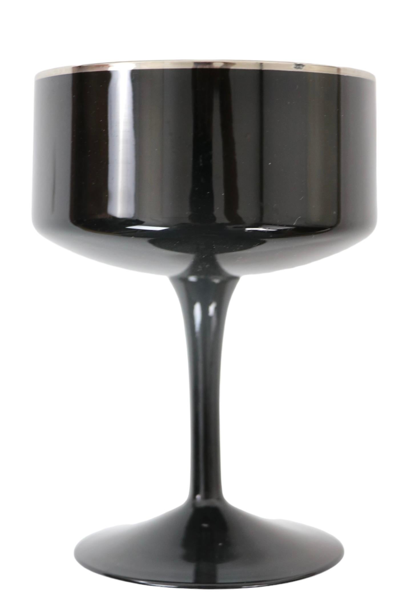 33 Pc. Set of  Lenox Venture Stemware in Black with Platinum Trim Ca 1970's For Sale 2