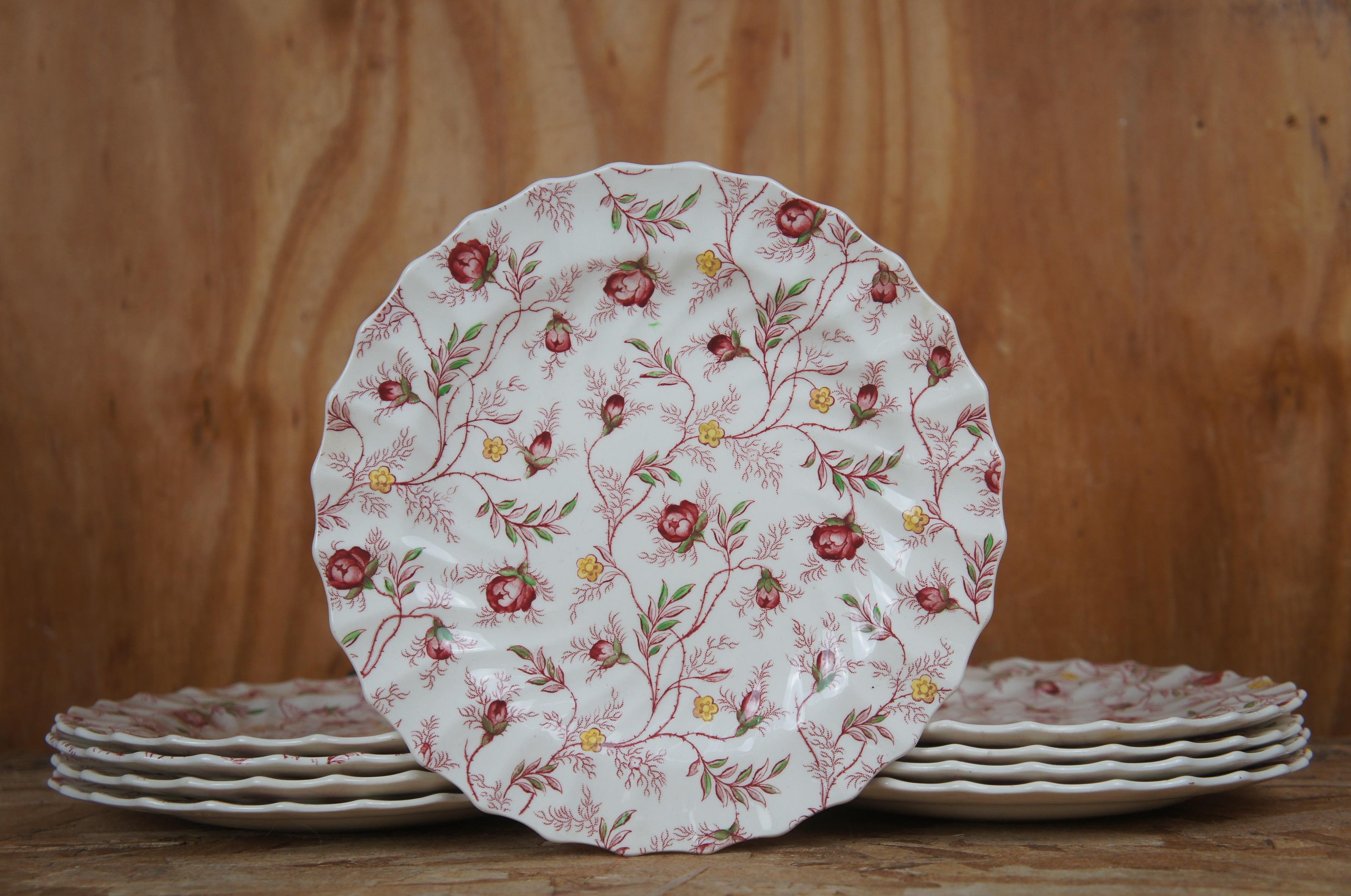 33 Pcs Vintage Copeland Rosebud Chintz Spode China Dinnerware England Floral In Good Condition In Dayton, OH