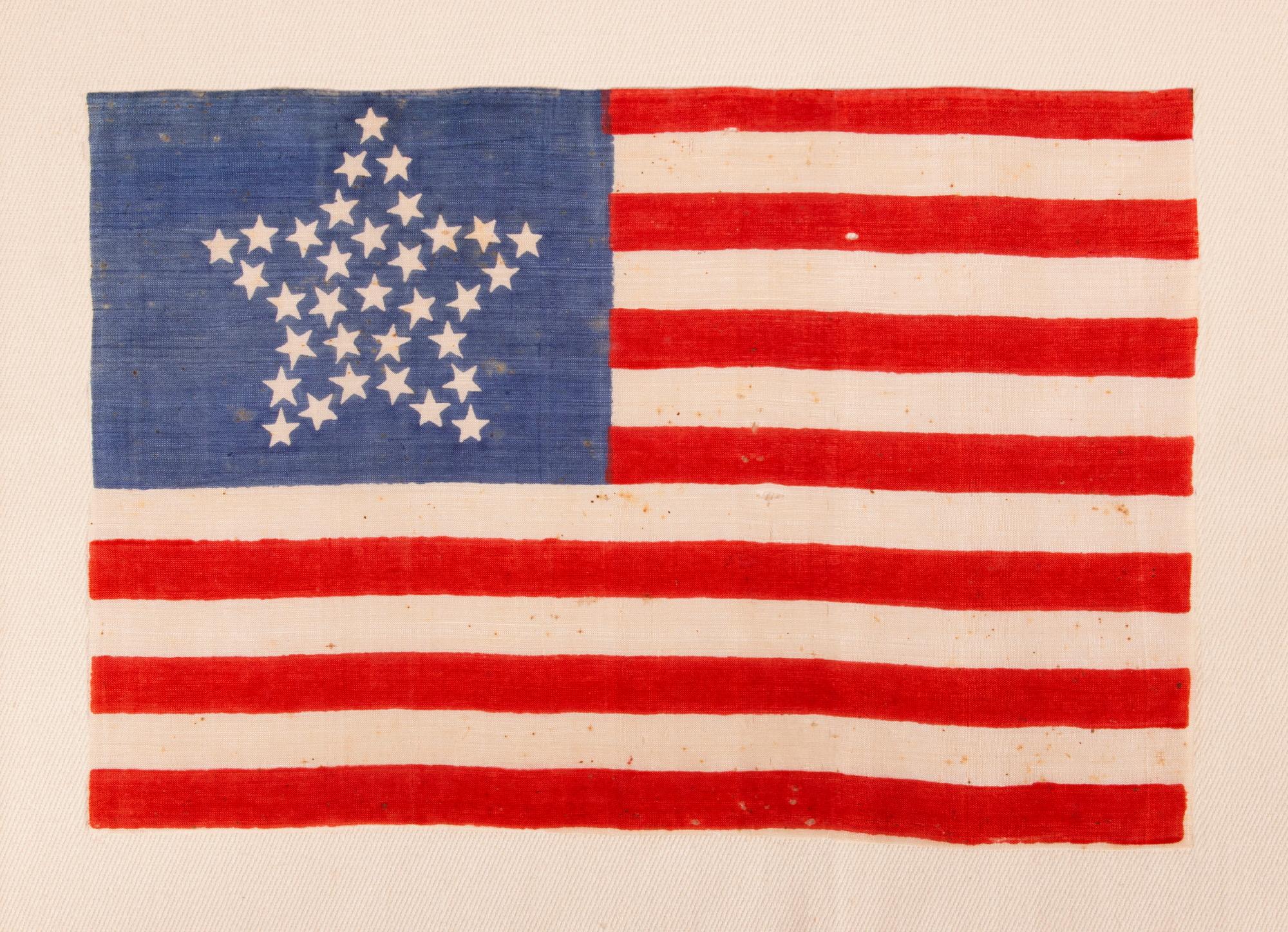33 STARS ANTIQUE AMERICAN FLAG WITH A 