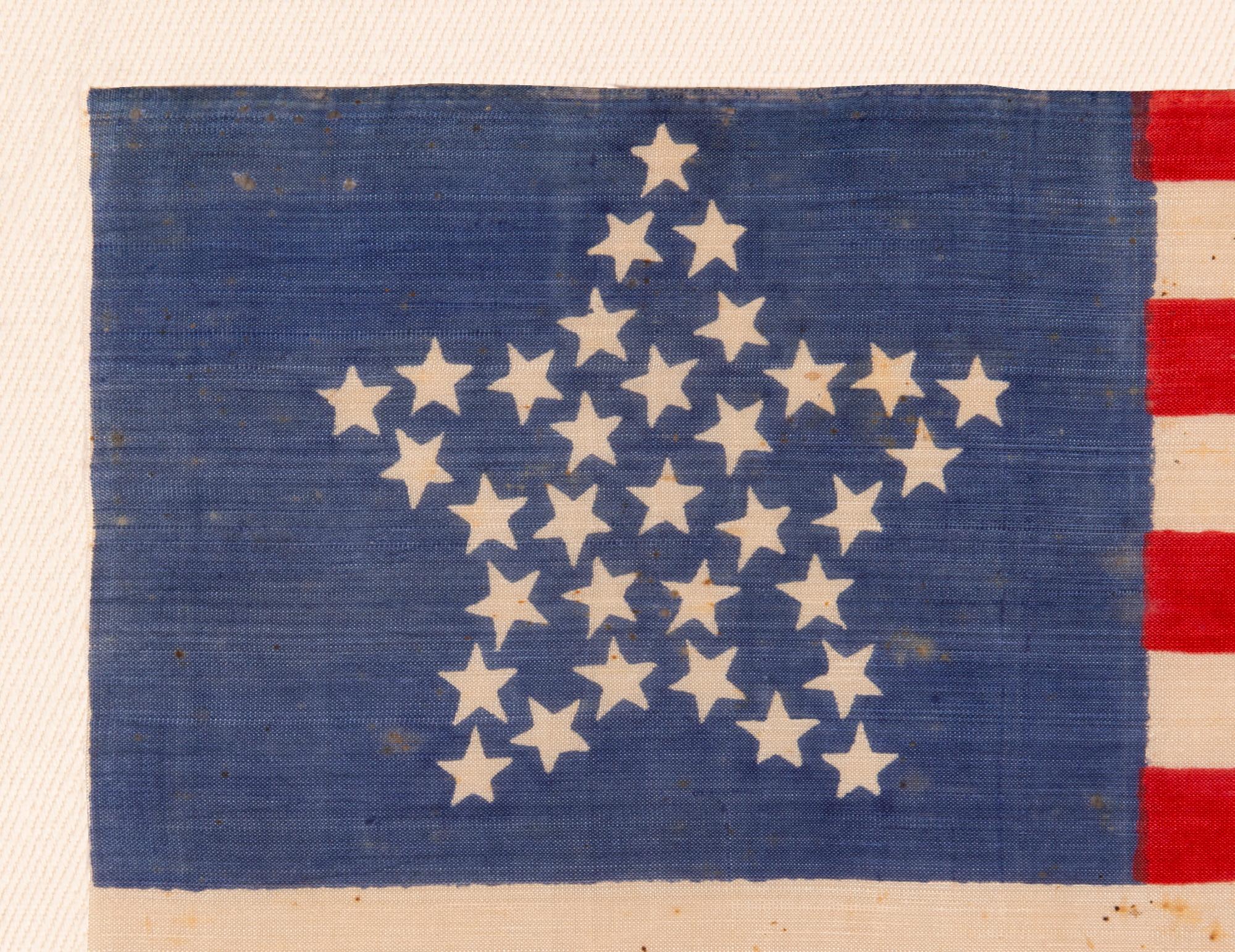 33 Star Antique American Flag with a Great Star Configuration, ca 1859-1861 In Good Condition For Sale In York County, PA
