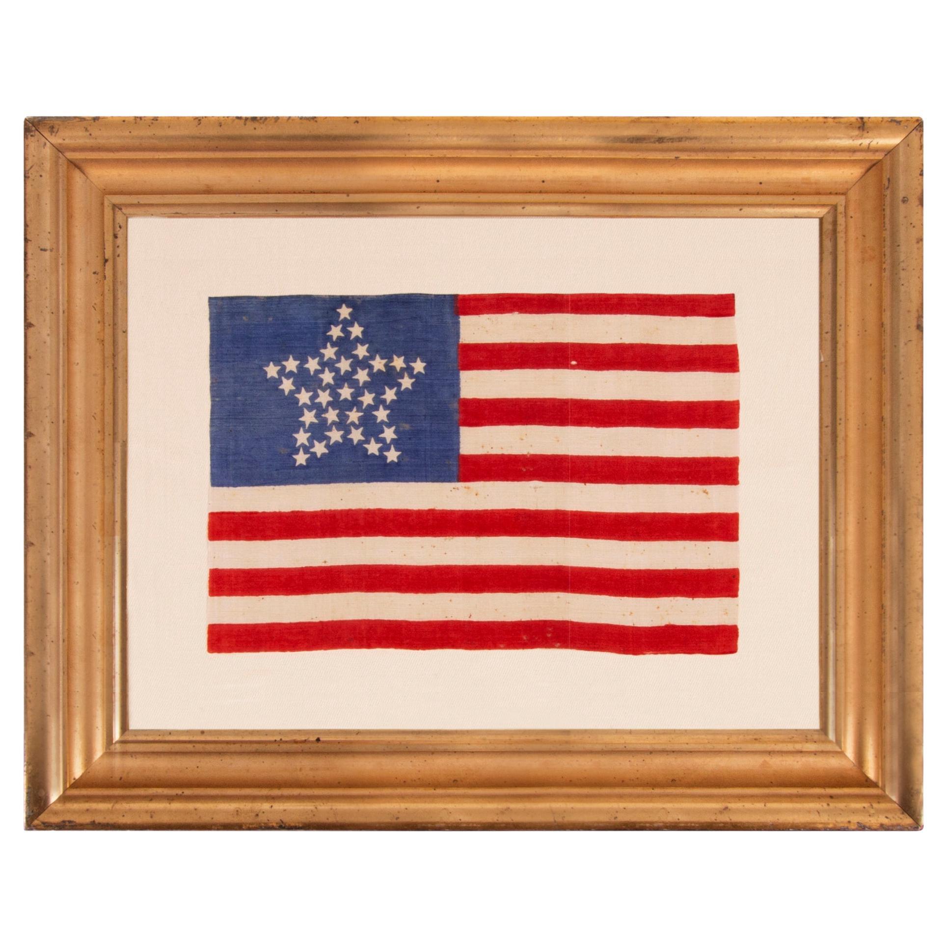 33-Sterne-Antike amerikanische Flagge mit großer Sternkonfiguration, ca. 1859-1861
