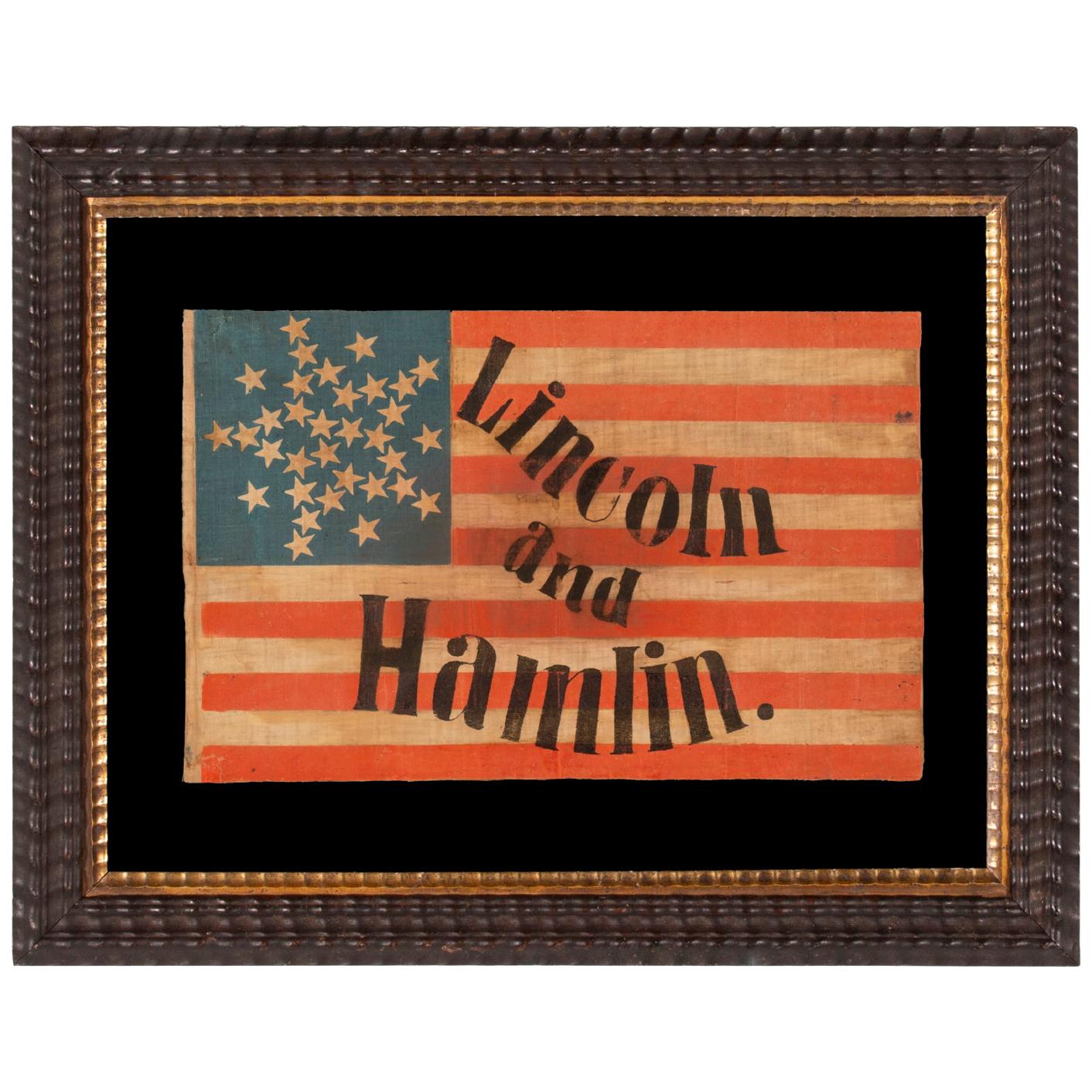 33 Star Parade Flag Made for the 1860 Campaign of Lincoln and Hamlin