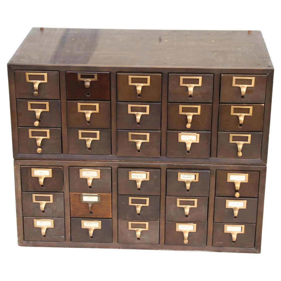 Vintage Midcentury Library Card Catalogue Console at 1stDibs