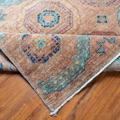 3'3" x 5' – Handgeknüpfter afghanischer Teppich aus Mamluke-Wolle – Traditionelles geometrisches Medaillon