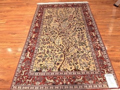 3'3" x 5'8" Classic Qum Pure Silk Hand-Knotted Rug – Handmade Turkish