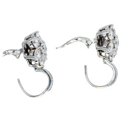 3.35 Carat 18K White Gold Flower Cluster Diamond Clip-On Earrings