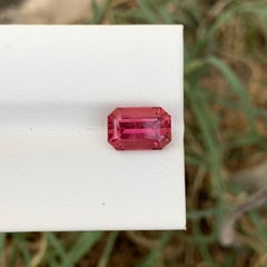3.30 Carat Adorable Faceted Rubellite Tourmaline Emerald Shape Gem For Ring