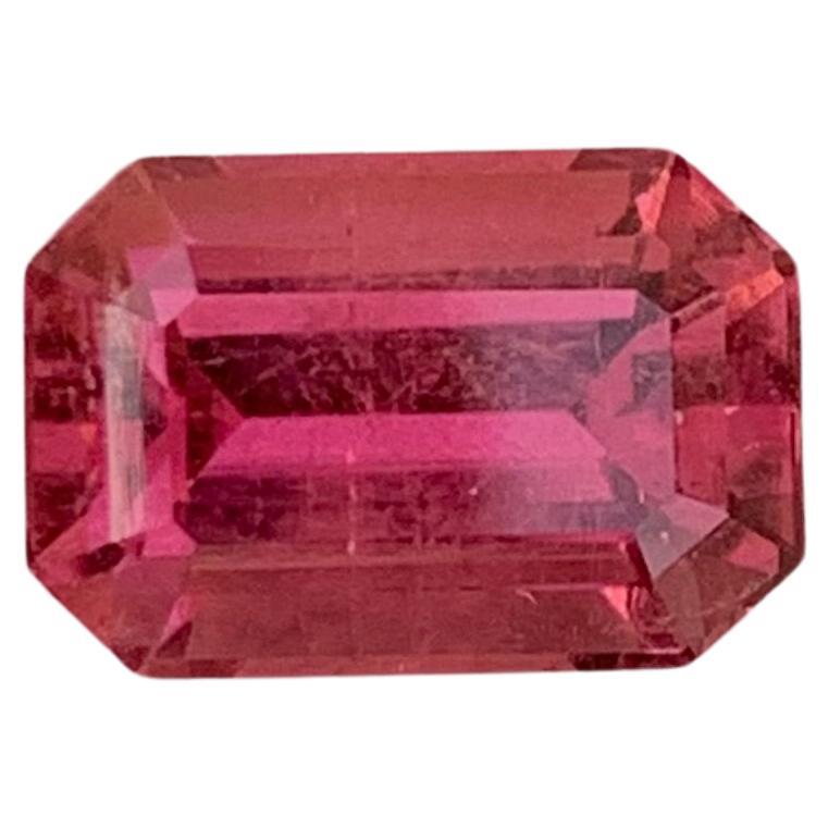 3.30 Carat Adorable Faceted Rubellite Tourmaline Emerald Shape Gem For Ring