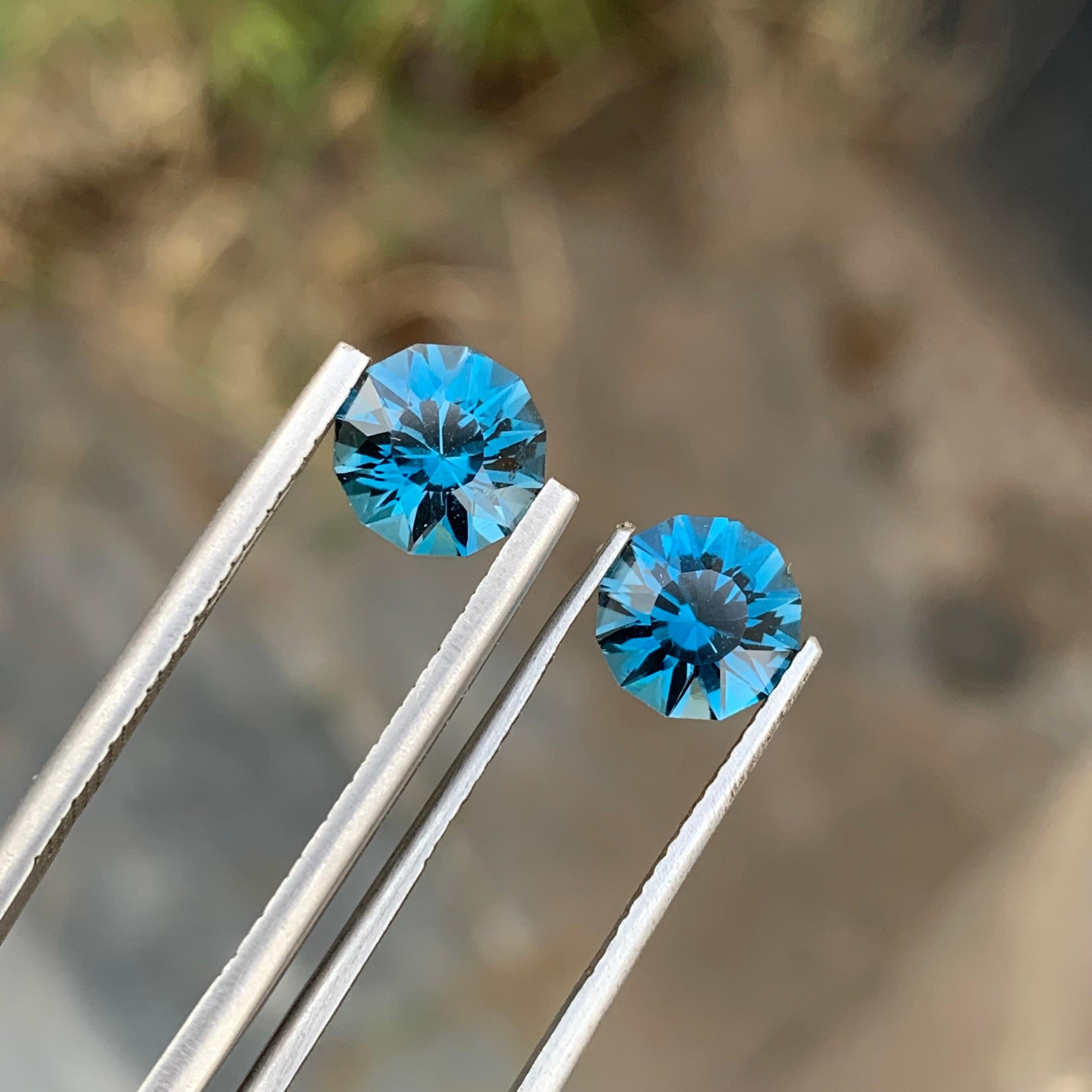 da uomo o donna 3,30 Carati Adorabile coppia di Topazi Blu di Londra sciolti di colore blu profondo dalla miniera del Brasile in vendita