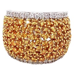 3.30 Carat Natural Fancy Yellow Diamond Cluster Band