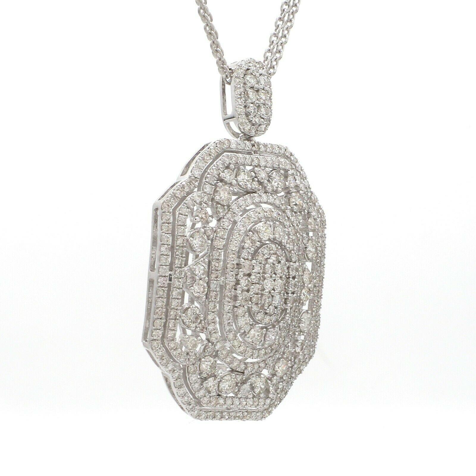 Modern 3.30 Carat Diamond 14 Karat White Gold Necklace For Sale