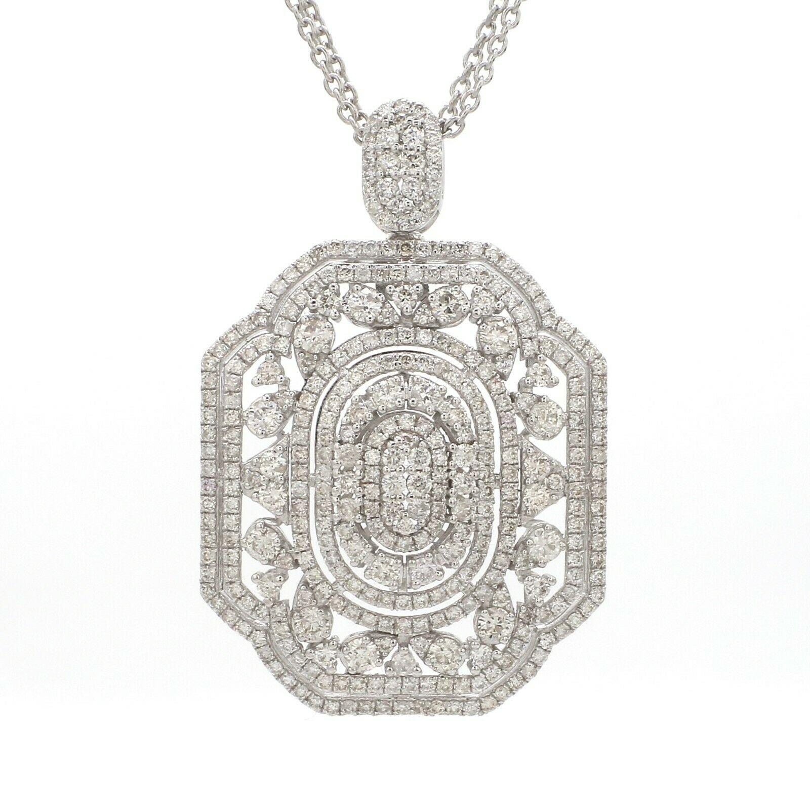Mixed Cut 3.30 Carat Diamond 14 Karat White Gold Necklace For Sale