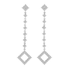 3.30 Carat Conflict Free Diamond Asscher Cut Drop Earrings in 18 Karat White