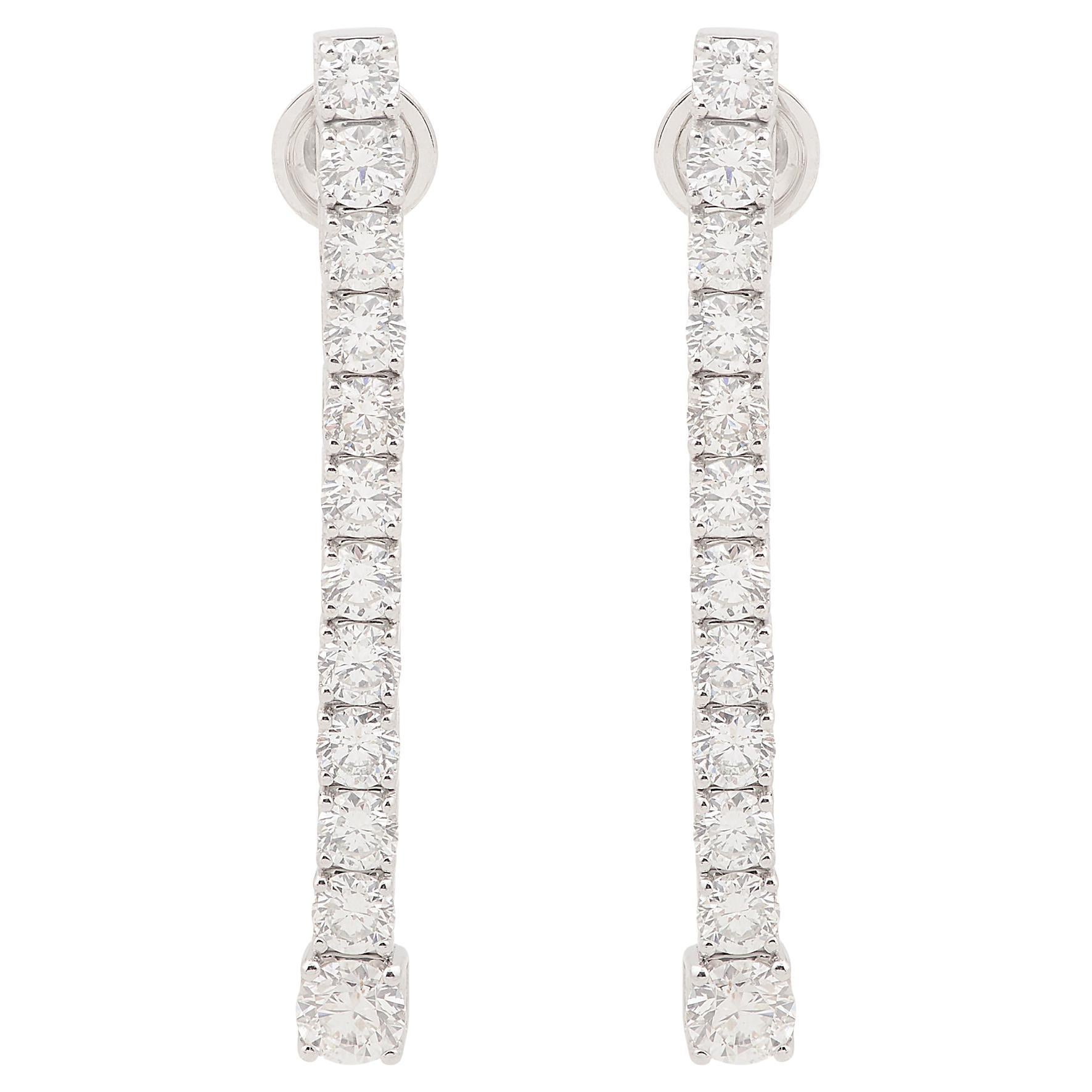 Moderno Orecchini a pendente con diamante da 3,30 carati in oro bianco massiccio 14k Gioielli fatti a mano in vendita
