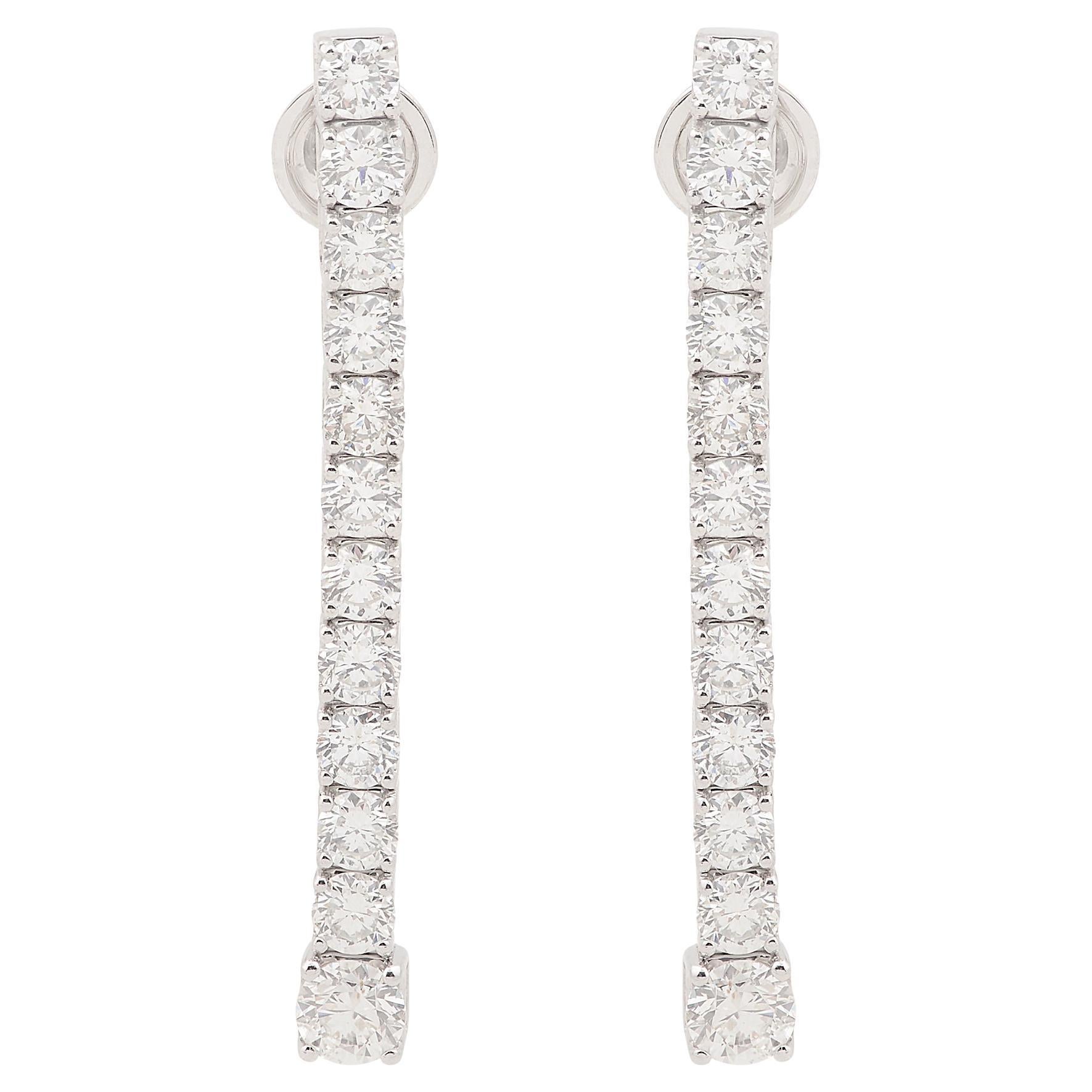 Orecchini a pendente con diamante da 3,30 carati in oro bianco massiccio 14k Gioielli fatti a mano