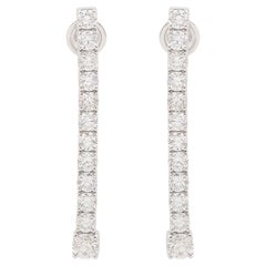3.30 Carat Diamond Bar Dangle Earrings Solid 14k White Gold Handmade Jewelry New