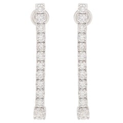 3.30 Carat Diamond Bar Dangle Earrings Solid 18k White Gold Handmade Jewelry New