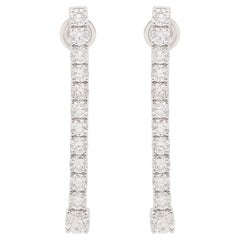 3.30 Carat Diamond Bar Dangle Earrings Solid 18k White Gold Handmade Jewelry New