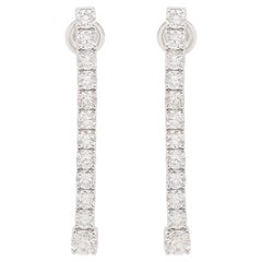 3.30 Carat Diamond Bar Dangle Earrings Solid 18k White Gold Handmade Jewelry New