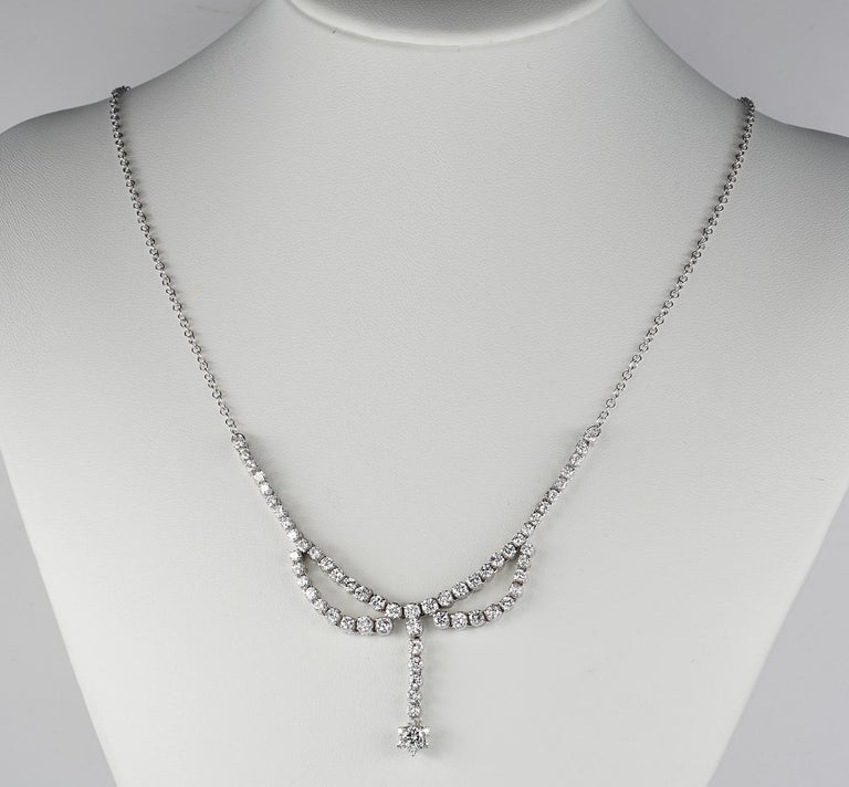3.30 Carat Diamond F G VVS Glamour of the 1950s Necklace For Sale at ...